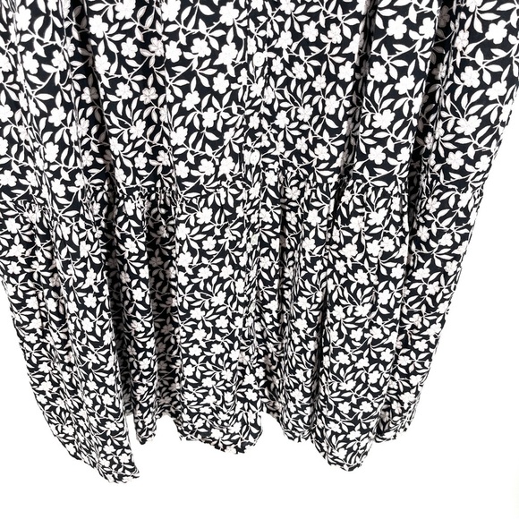 Sonoma Womens PETITE PXXL Black White Floral Button Front Linen Blend Midi Dress - Picture 11 of 11